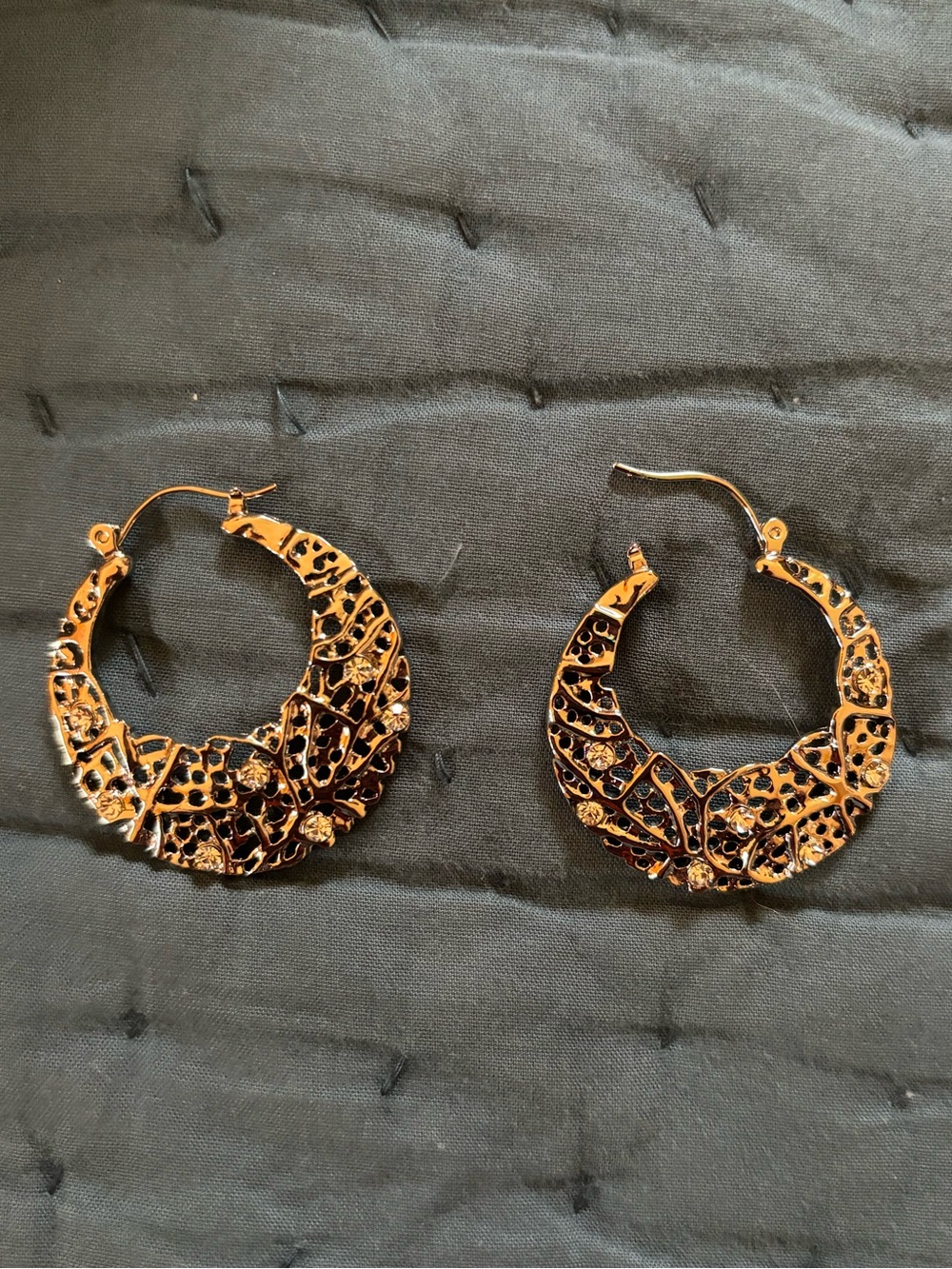 Silver-Tone Filigree Hoop Earrings - Women Jewelry